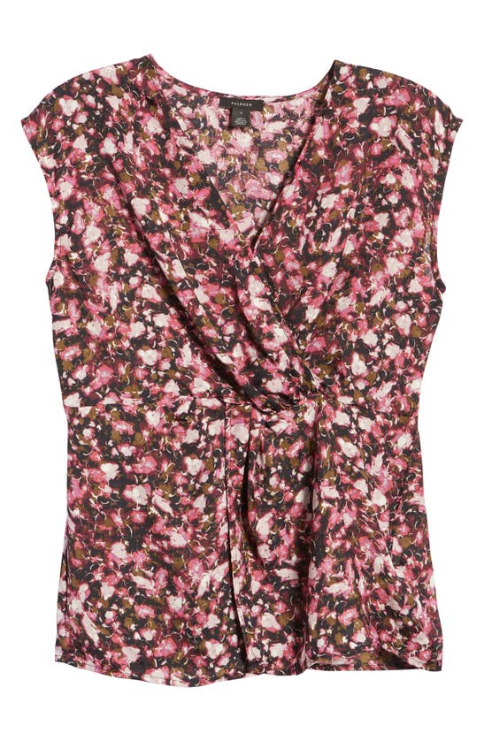 Halogen Twist Front Top In Pink- Black Clouded Floral
