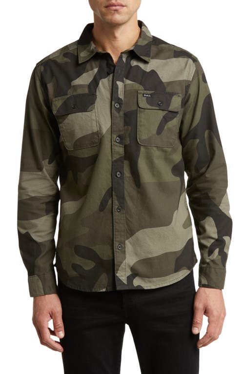 RVCA Panhandle Camo Cotton Flanne Button-Up Shirt at Nordstrom,