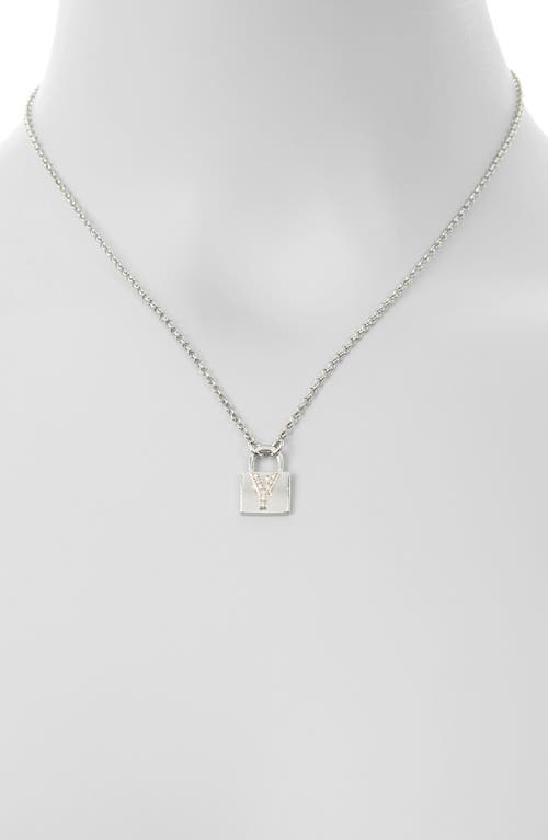 Meshmerise Diamond Padlock Initial Pendant Necklace In White-y