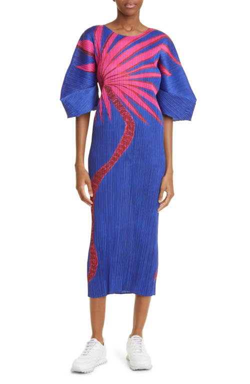 Pleats Please Issey Miyake Ice Desert Pleated Midi Dress in Blue at Nordstrom, Size 5