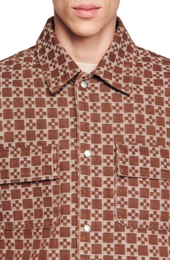 Shop Sandro Cross Overshirt In Black Brown
