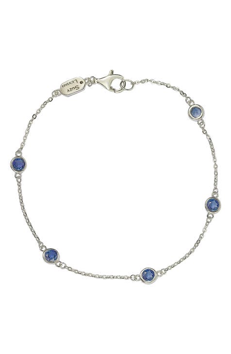 Sterling Silver Blue Sapphire 5-Stone Station Necklace