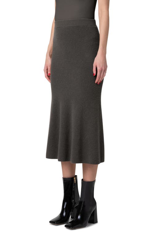 Akris Cashmere Rib Midi Sweater Skirt In Kale Green