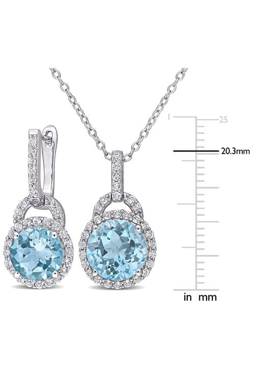 Delmar Blue Topaz & White Topaz Drop Earrings & Necklace Set In Blue