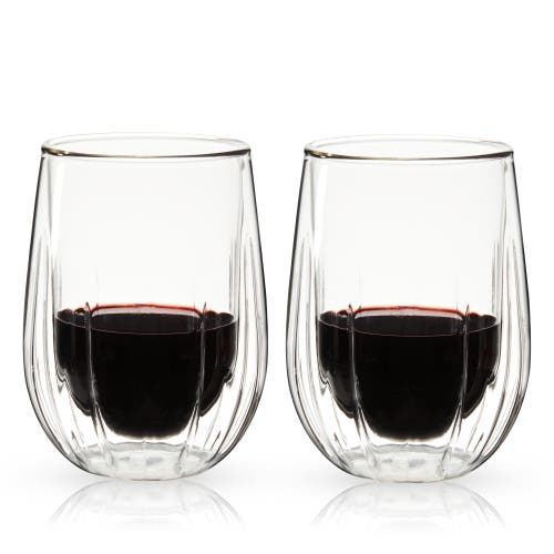Viski Double Walled Stemless Wine Glasses Set Of 2 In Clear