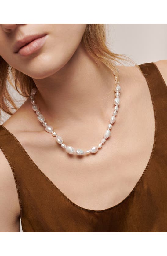 Monica Vinader Nura Reef Irregular Freshwater Pearl Necklace In 18ct Gold Vermeil / Pearl