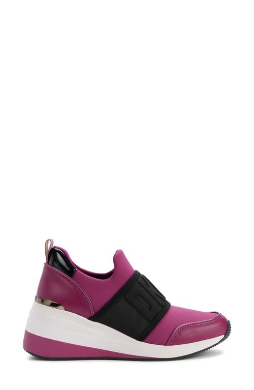 Shop Dkny Kamryn Wedge Sneaker In Berry/black