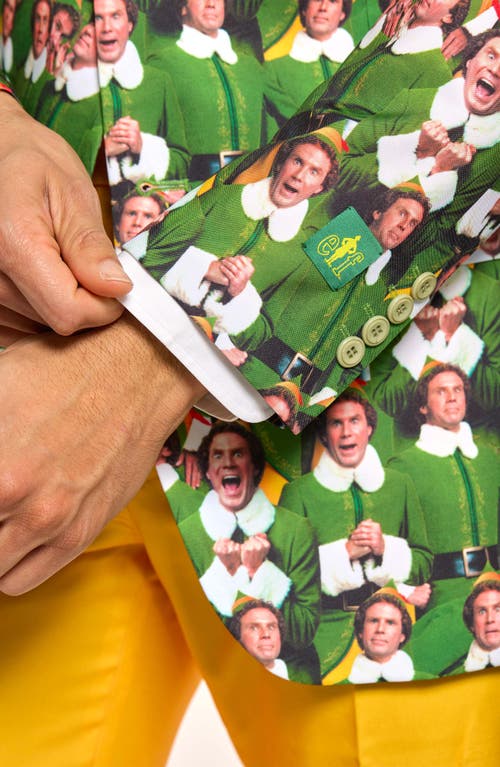 Shop Opposuits 'elf' Movie Print Two-piece Suit & Tie In Yellow