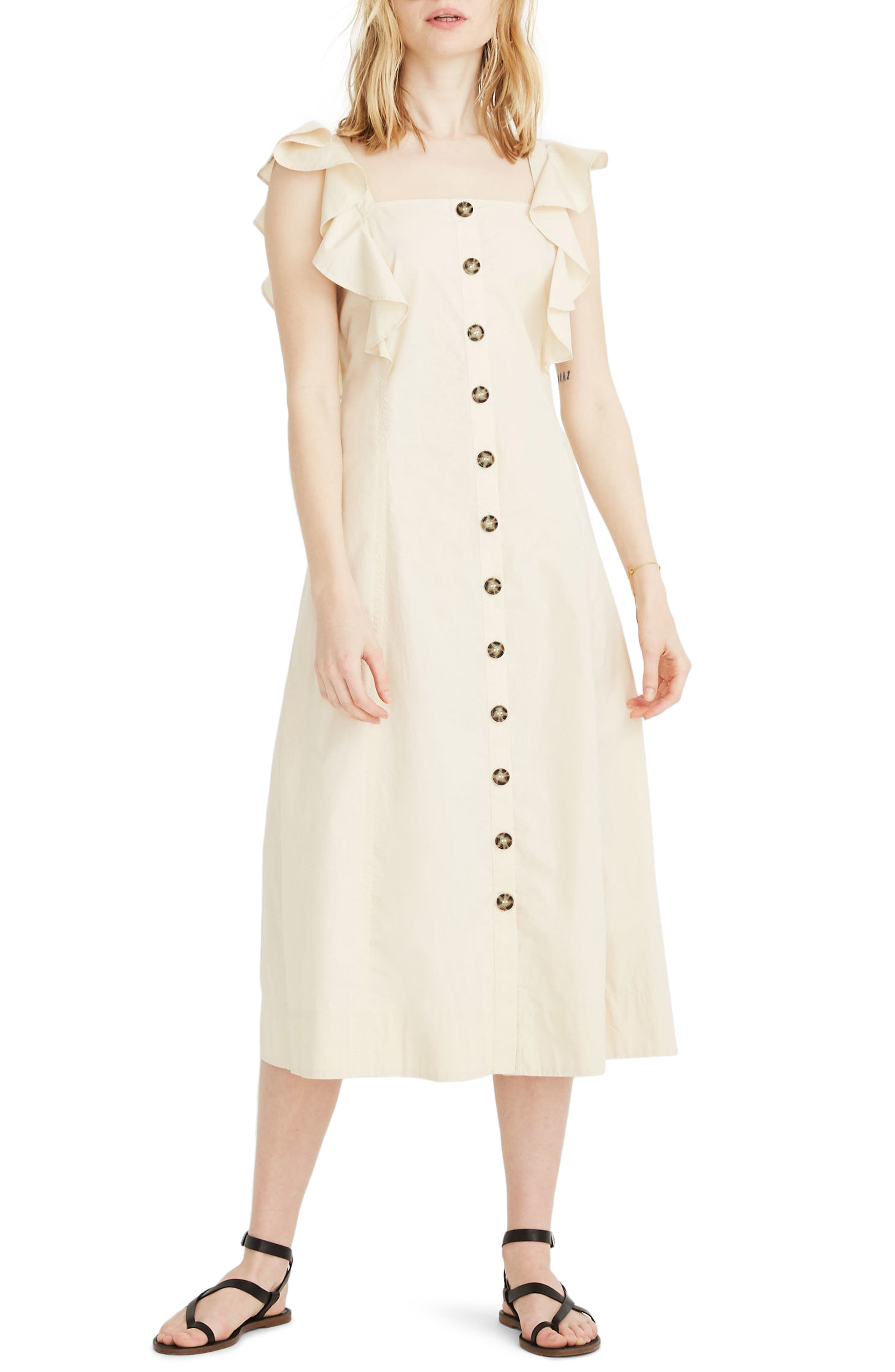 Madewell Princess Seamed Midi Dress, Ivory