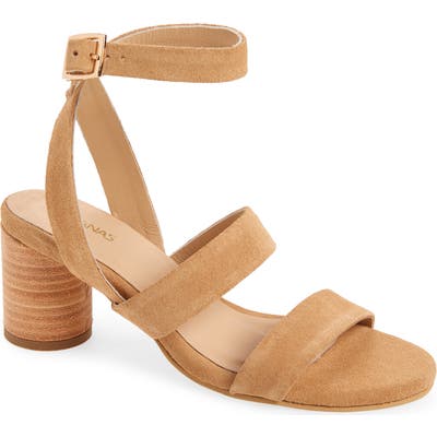 Kaanas Strappy Block Heel Sandal, Beige
