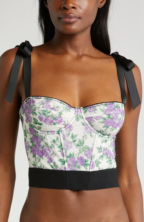 Floral Lace Underwire Bustier in Lilac Rose