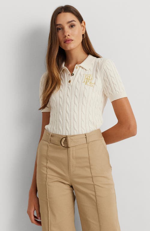 Ralph Lauren Cable-knit Cotton Polo Sweater In Mascarpone Cream