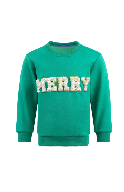 Lola + The Boys Babies'  Merry Pearl Sweatshirt In Green