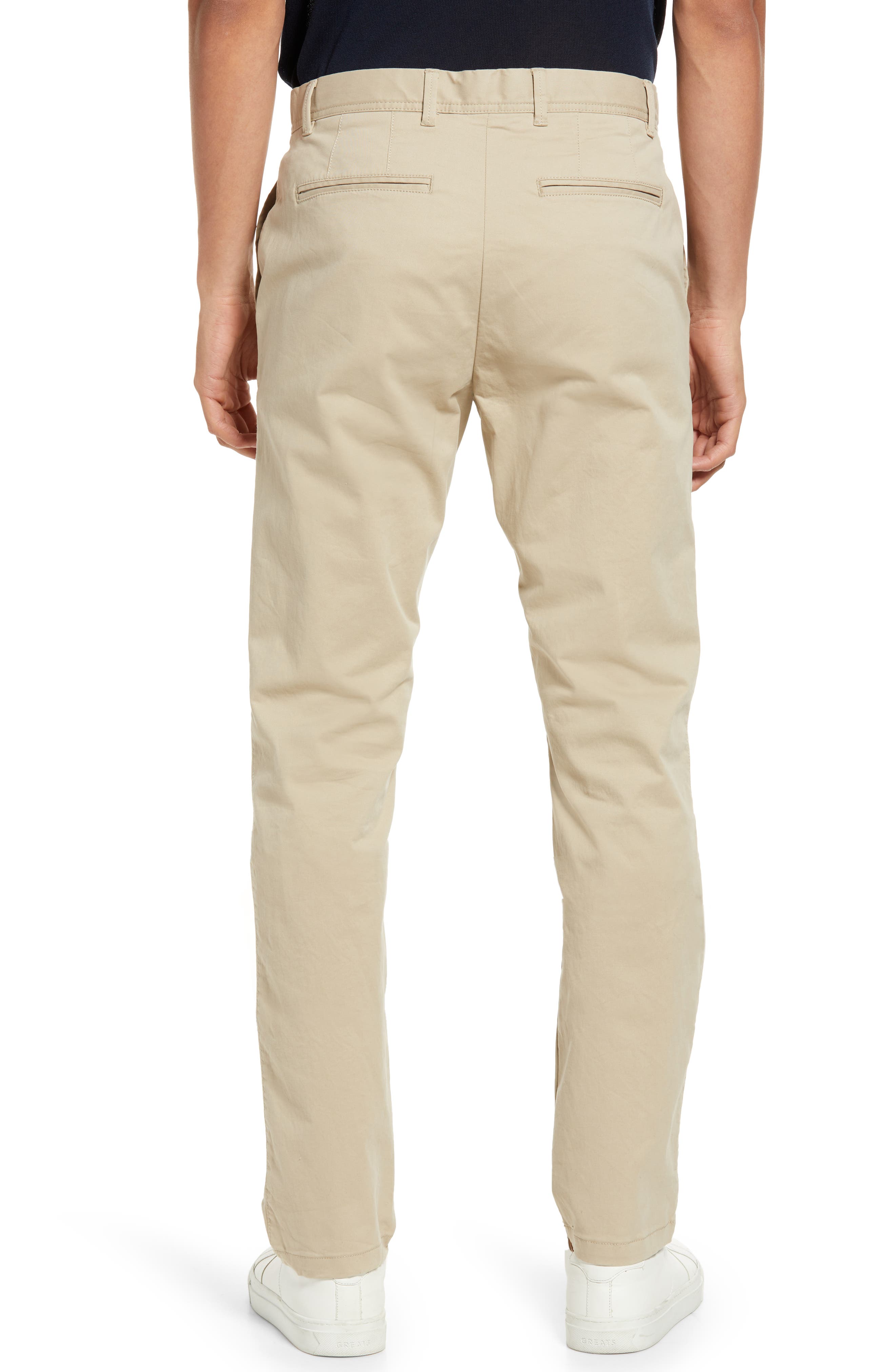 slim fit flat front chinos