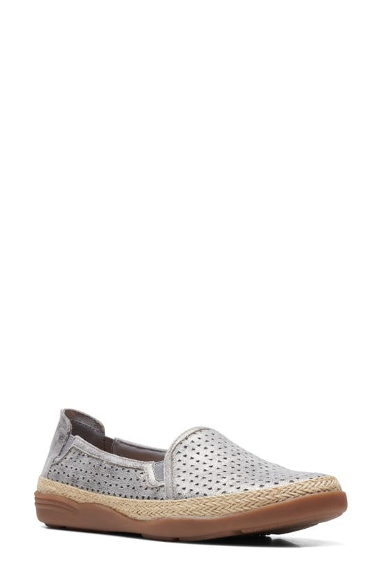 Shop Clarks ® Elaina Ruby Laser Cut Espadrille Flat In Pewter