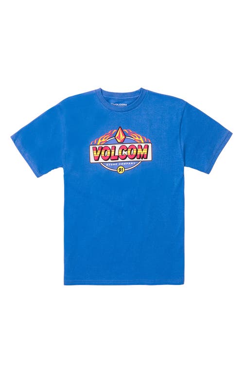 Volcom Kids' Flamey Graphic T-shirt In Patriot Blue