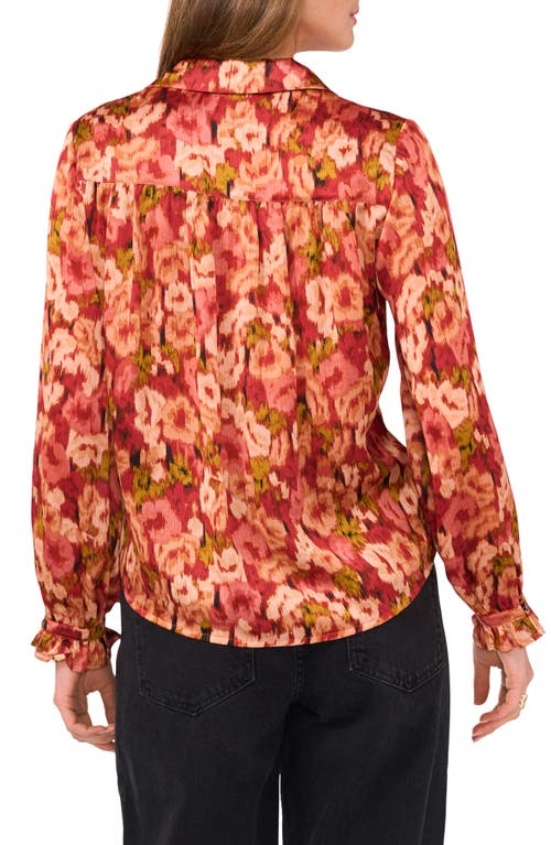 Shop Vince Camuto Blurred Floral Yoryu Button-up Shirt In Rose Clay