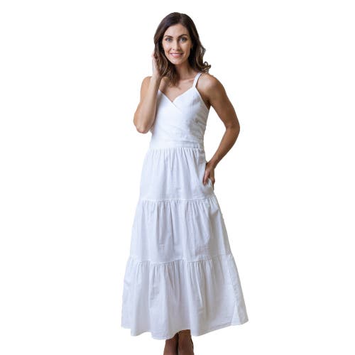 Hope & Henry Womens' Sleeveless Tiered Wrap Dress, Womens In White
