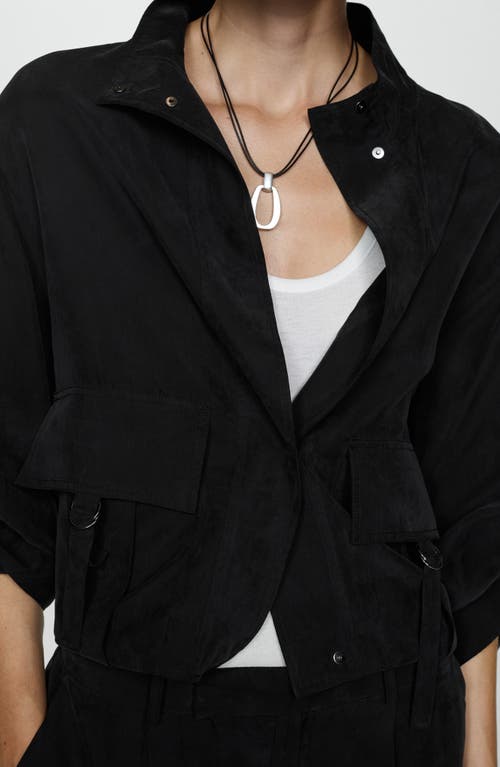 Mango Buckle Pocket Jacket In Black