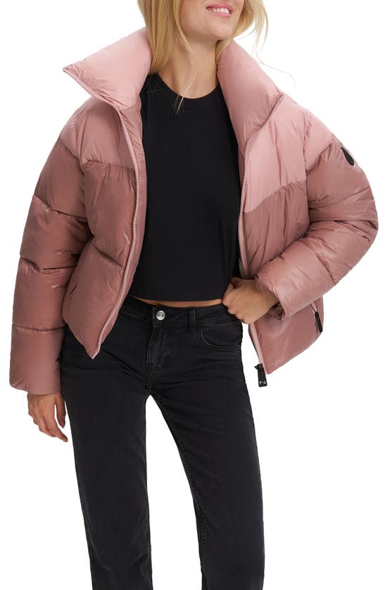 Noize Lotte Colorblock Puffer Jacket In Pale Mauve