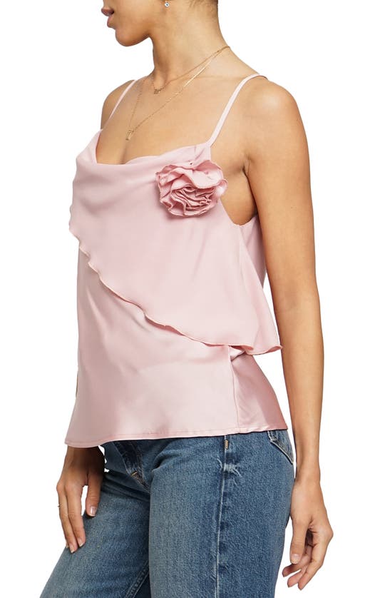 Shop Know One Cares Asymmetric Rosette Camisole In Pink
