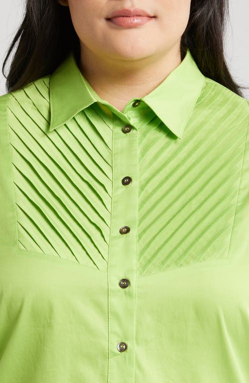 Shop Harshman Kaliyah Pleated Button-up Shirt In Green