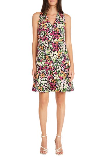 Maggy London Floral Sleeveless Tiered Fit & Flare Dress In Multi