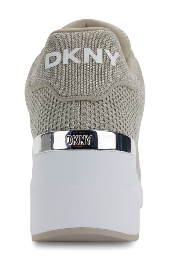 Shop Dkny Wedge Sneaker In Stone Grey/ Silver