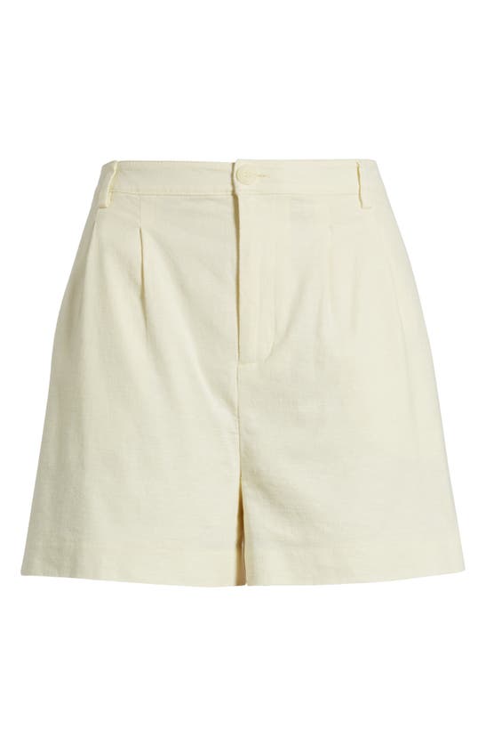 Shop Open Edit High Waist Linen Blend Shorts In Yellow Frost