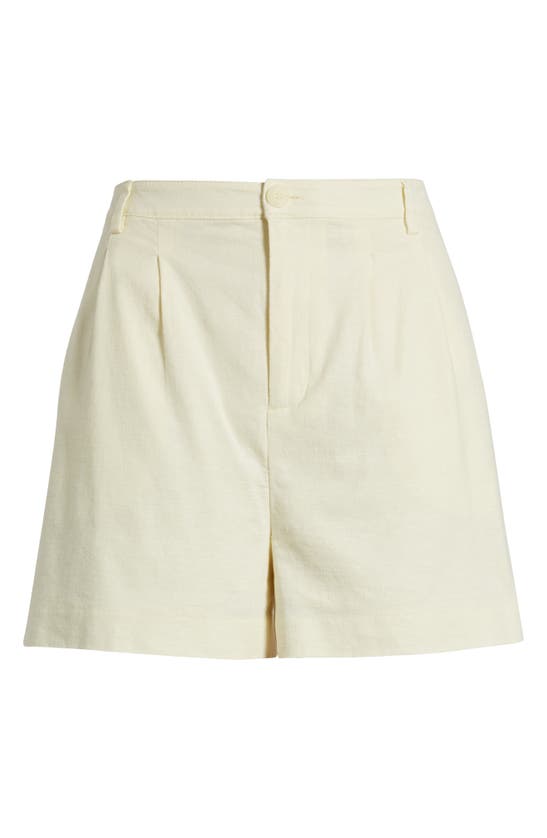 Open Edit High Waist Linen Blend Shorts In Yellow Frost