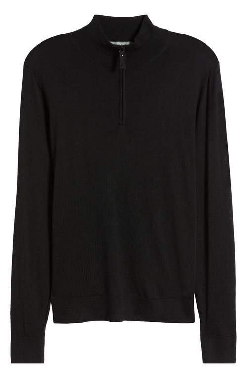 Shop Canali Quarter Zip Cashmere & Wool Blend Sweater In Black