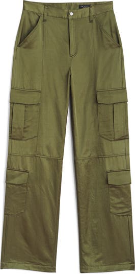 Cailyn Japanese Satin Cargo Pant - Army Green