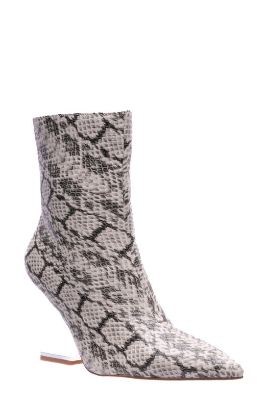 Lady Couture Princess Inverted Heel Bootie In Natural Snake