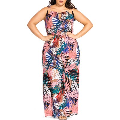 Plus Size City Chic Copacabana Maxi Dress, Coral