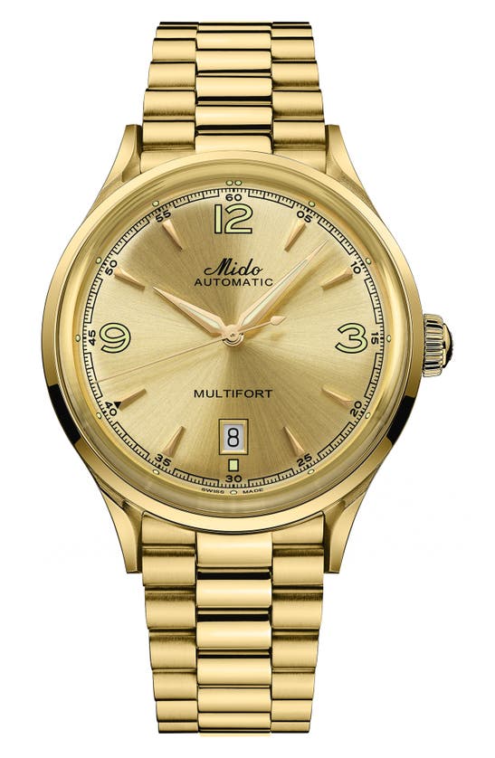 Shop Mido Multifort Automatic Bracelet Watch, 40mm In Champagne / Golden