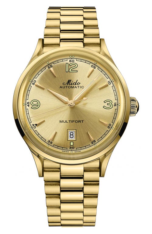 MIDO Multifort Automatic Bracelet Watch, 40mm in Champagne /Golden at Nordstrom