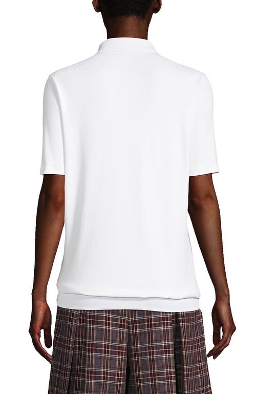 Lands' End Short Sleeve Banded Bottom Polo Shirt In White