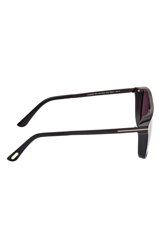 Shop Tom Ford Lionel 55mm Square Sunglasses In Shiny Black / Smoke