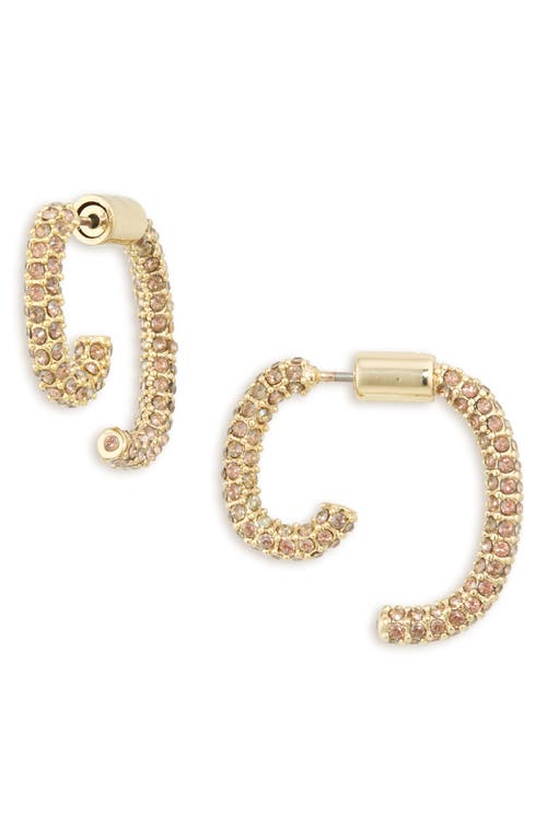 DEMARSON Mini Luna Pavé Crystal Front/Back Earrings in 12K Shiny Gold/Rose Blush