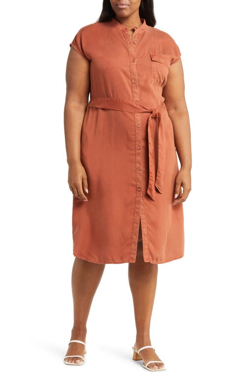 caslon(r) Cap Sleeve Utility Dress in Rust Sequoia