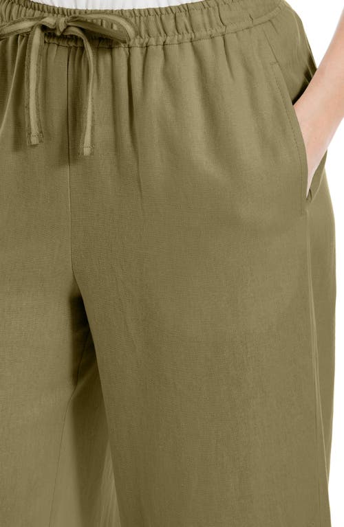 Shop Max Studio Linen Blend Pants In Olive-55l/45r