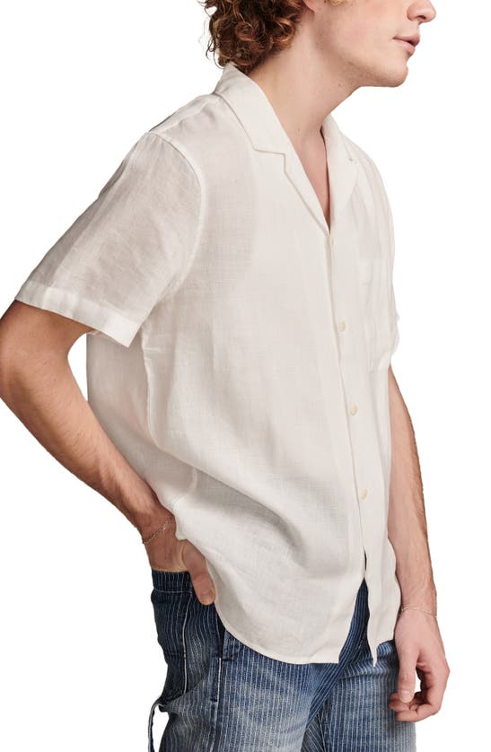 Shop Lucky Brand Solid Linen Camp Shirt In Bright White