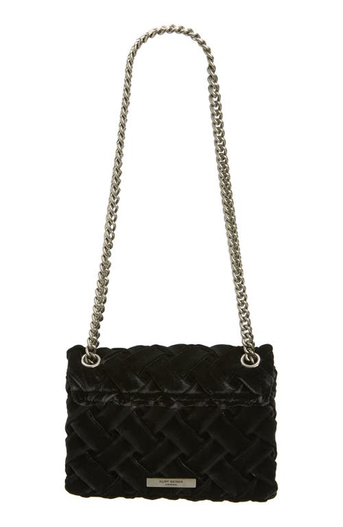 Shop Kurt Geiger London Mini Kensington Velvet Shoulder Bag In Black