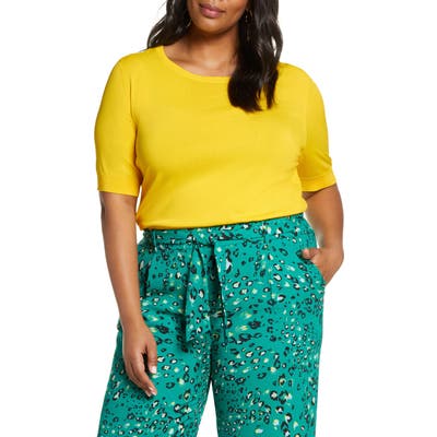 Plus Size Halogen Stripe Sweater, Yellow