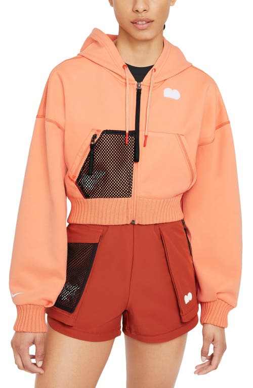Nike Naomi Osaka Fleece Zip Hoodie In Orange Frost/white