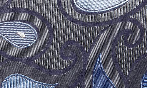 Shop David Donahue Paisley Silk Tie In Charcoal