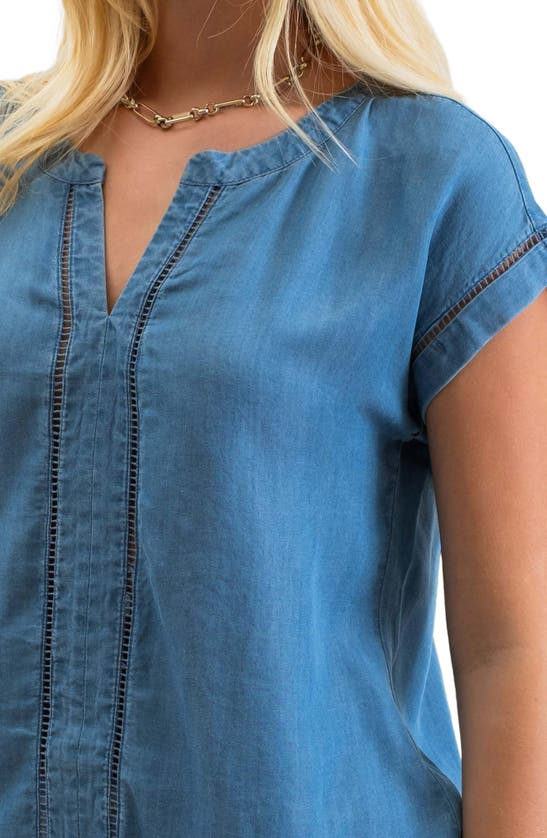 BLU PEPPER BLU PEPPER SPLIT NECK LADDER LACE TOP