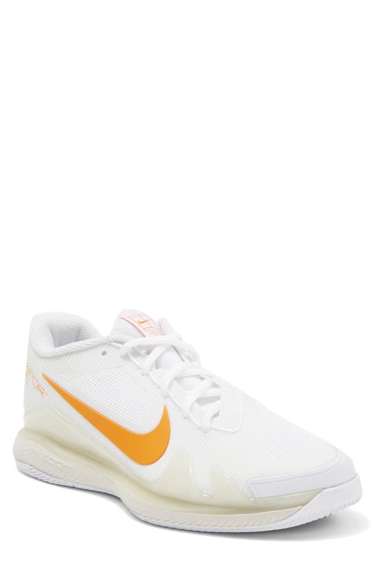 Nike Court Air Zoom Vapor Pro Tennis Shoe In White/ Sunset