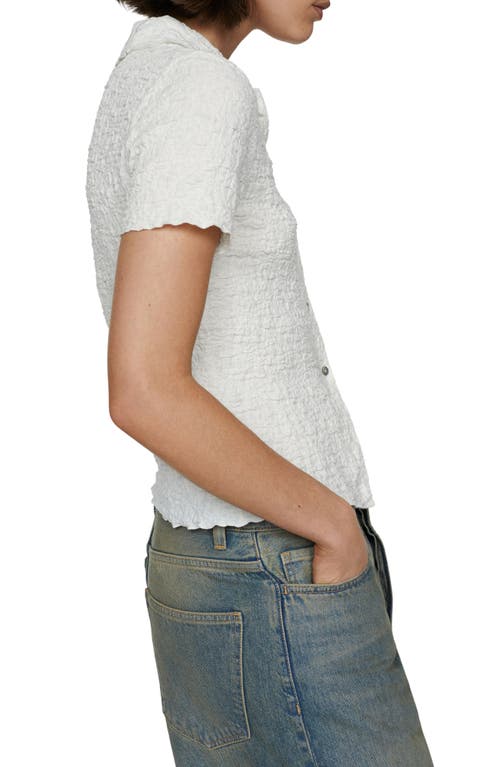 Mango Fidela Textured Button-up Shirt In White