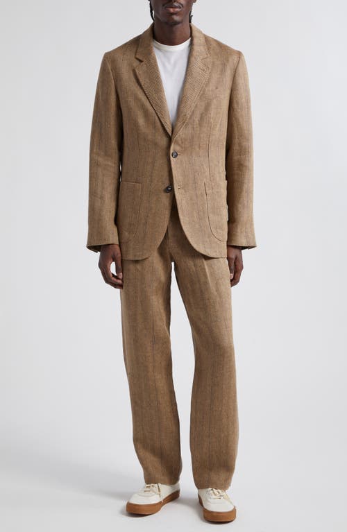 Shop Noah Linen Herringbone Sport Coat In Tan/brown Herringbone